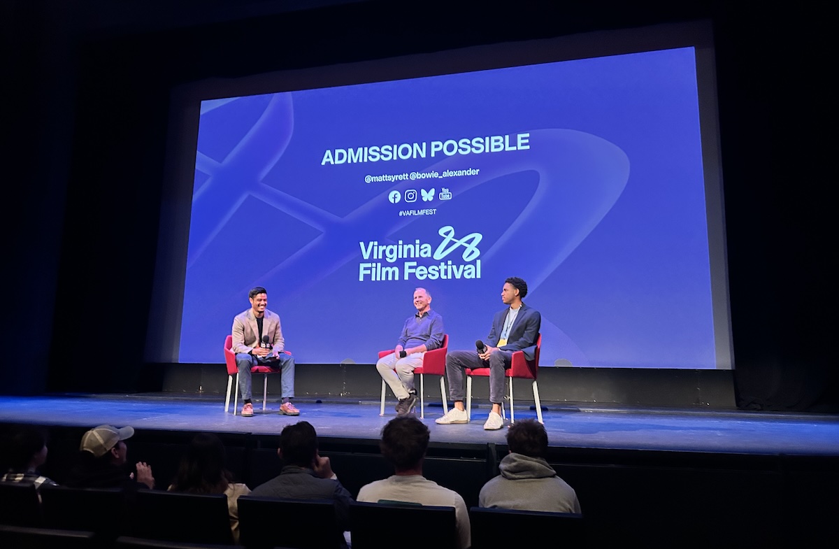 Kamani Confident (right) and Bill short (center) partciapte in a discussion with John Rojas (left) after the VFF screening of "Admission Possible."