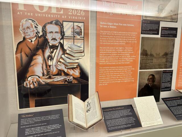 UVA Libraries' new exhibit, titled "Edgar Allan Poe at the University of Virginia: 1826 | 2026."