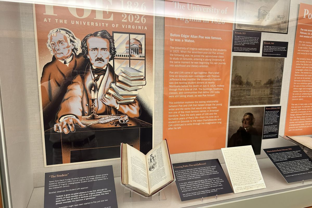 UVA Libraries' new exhibit, titled "Edgar Allan Poe at the University of Virginia: 1826 | 2026."