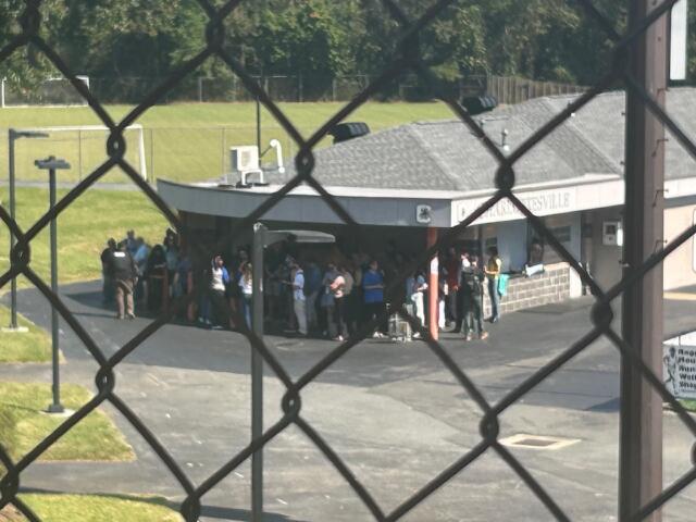 Charlottesville High School teachers evacuated to the nearby football stadium.