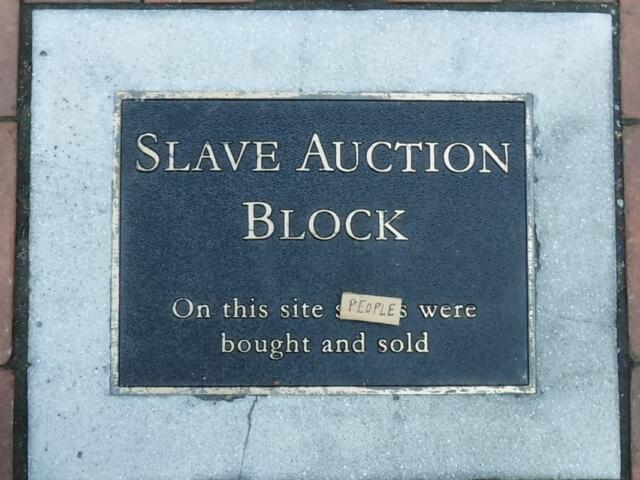 2018 photo of a temporary plaque