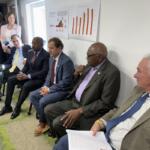 Left to right: Va. Sen. Mark Warner, Ga. Sen. Raphael Warnock, Tom Perriello, SC Rep. James Clyburn, Va. Sen. Tim Kaine