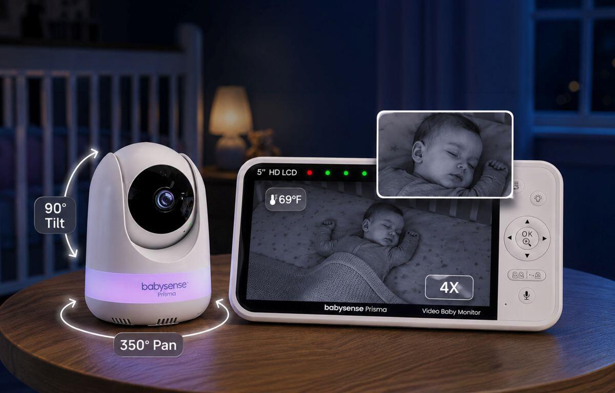 Charlottesville parents comparing baby registry options can explore a $99.99 Babysense Prisma monitor with two cameras, split-screen viewing and no Wi-Fi requirement.