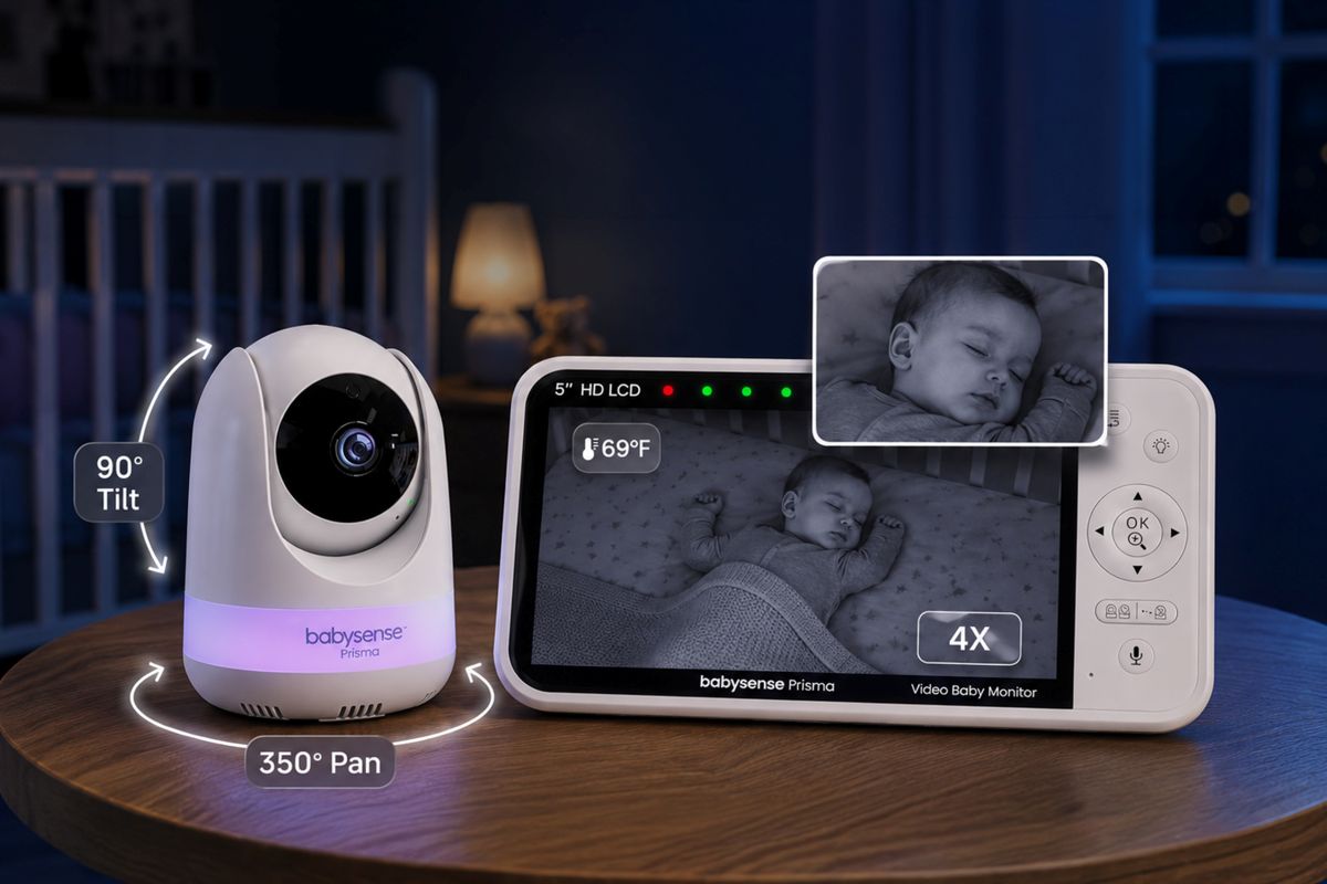 Charlottesville parents comparing baby registry options can explore a $99.99 Babysense Prisma monitor with two cameras, split-screen viewing and no Wi-Fi requirement.
